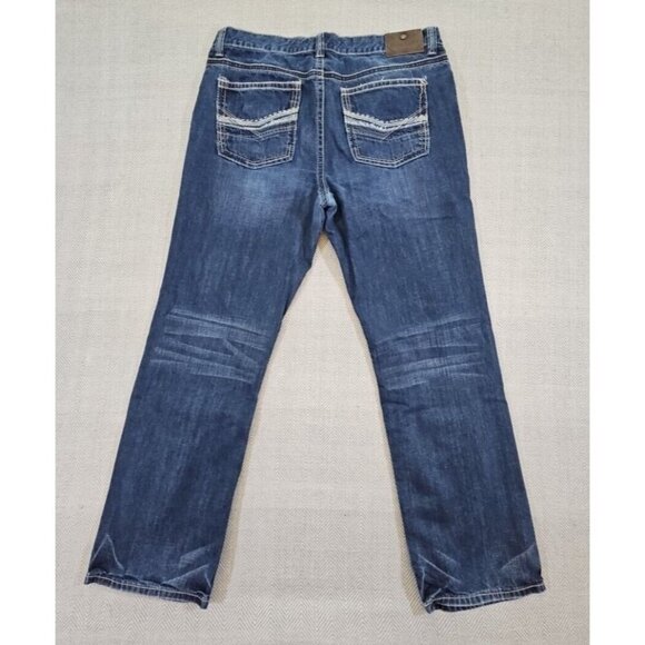 Cody James Jeans Men's 38W 34L Relaxed Blue Straight Leg Contrast Embroidery - Picture 2 of 15